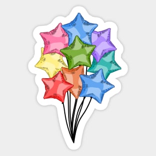 Rainbow Helium Star Balloons Sticker